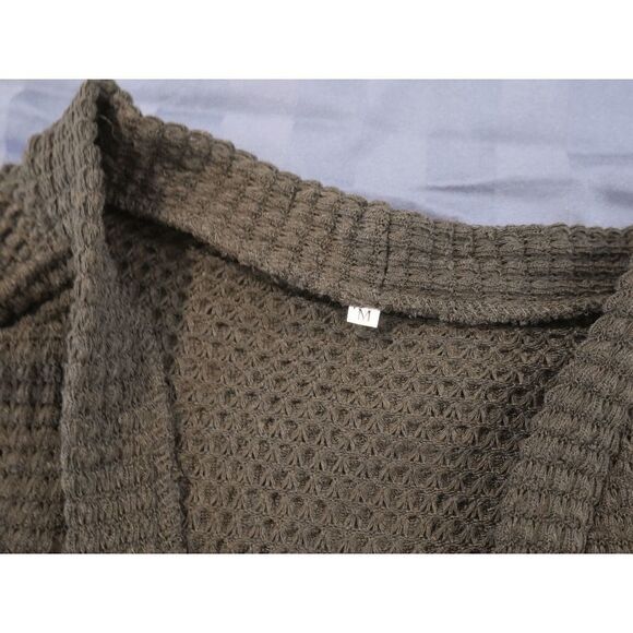 Sunset Chaser Waffle Knit Cardigan Black M - Picture 8 of 9